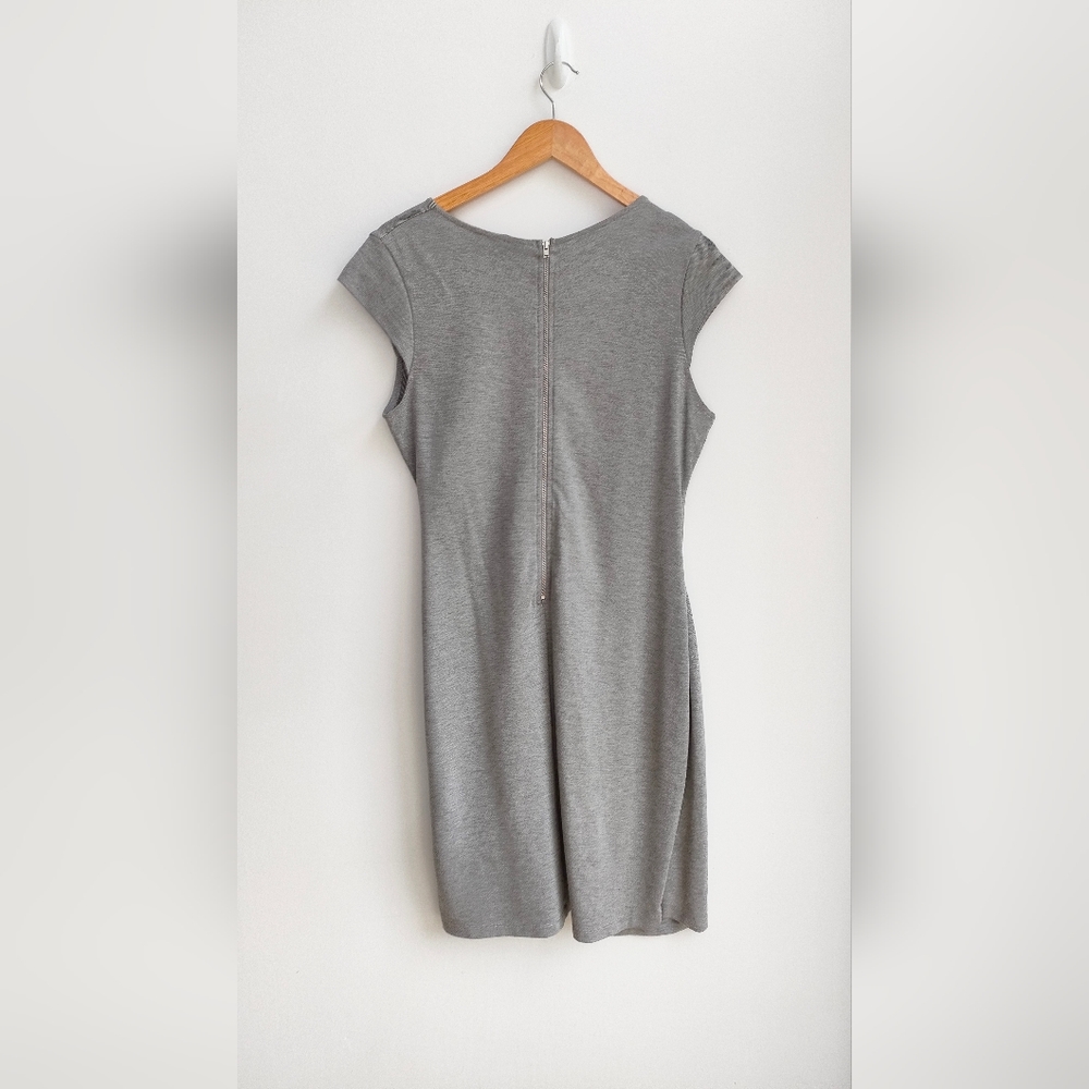 French Connection Grey Wrap Sleeveless Shift Dress Size 14 - Picture 3 of 7